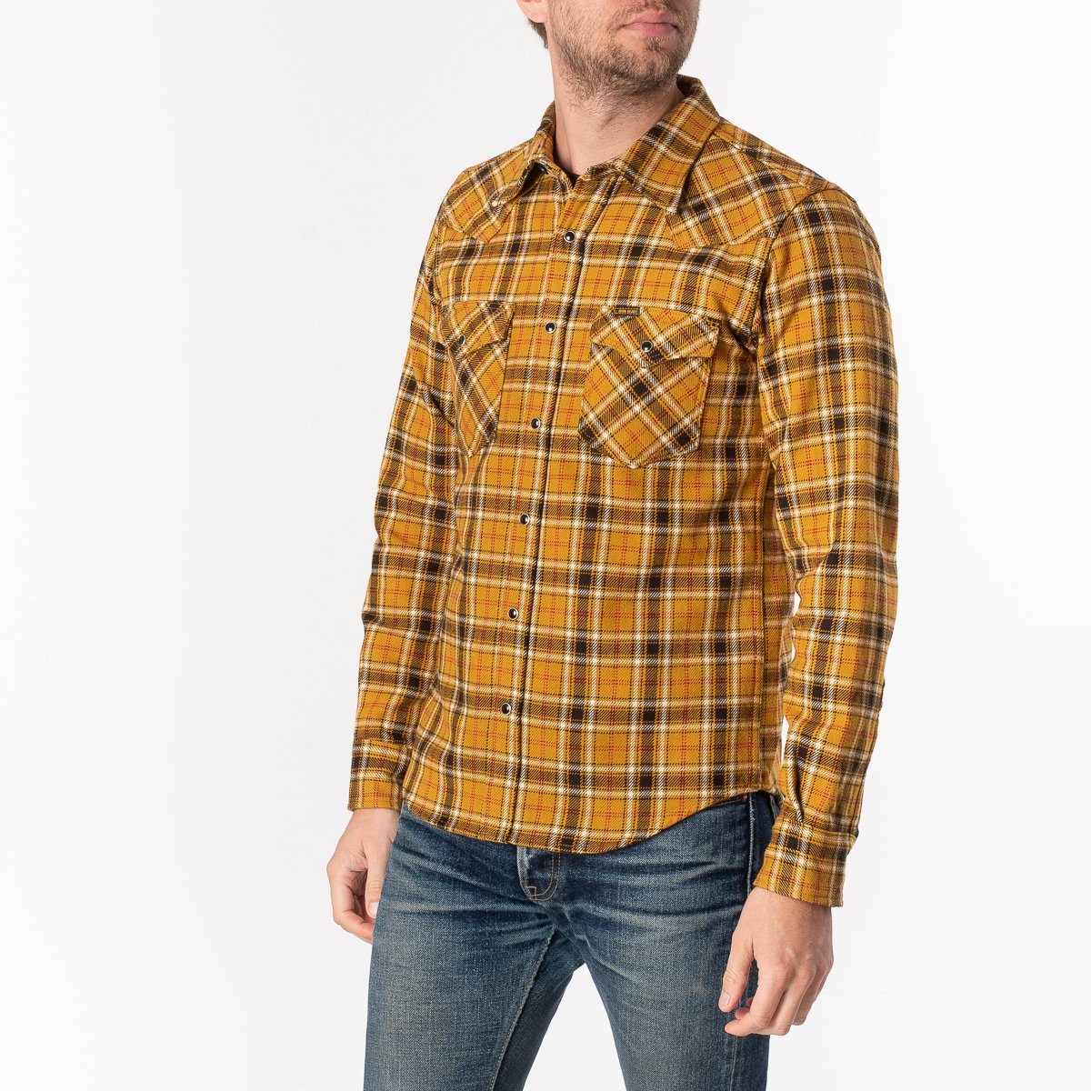 Ultra Heavy Flannel Classic Check Western Shirt - Mustard