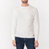 Waffle Knit Long Sleeved Crew Neck Thermal Top - White
