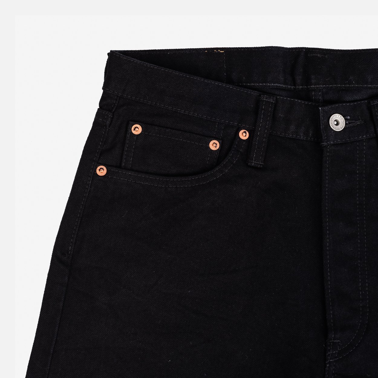 14oz Selvedge Denim Medium/High-Rise Tapered Jeans - Black/Black