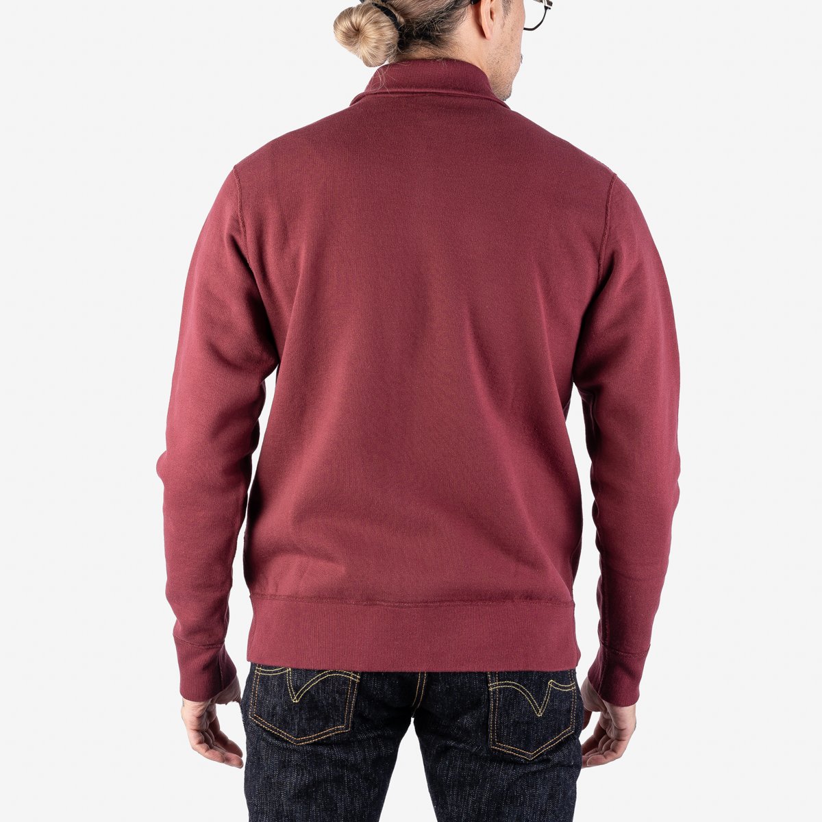 14oz Ultra Heavyweight Loopwheel Cotton Zip Up Sweater - Burgundy